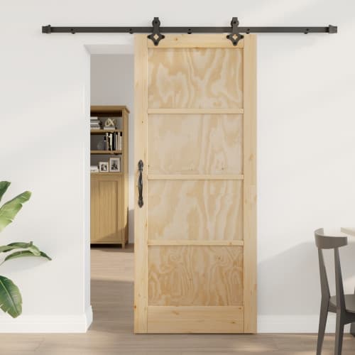 Skjutdörr med beslag 83x202 cm Massivt Trä Furu