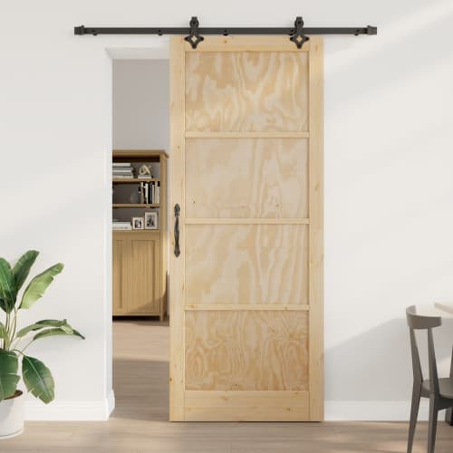 Skjutdörr med Beslag Set 93x232 cm Massivt Furu, vidaXL Inredningsdörr 'ORKDAL'93x232x4 cm Massivt Furu