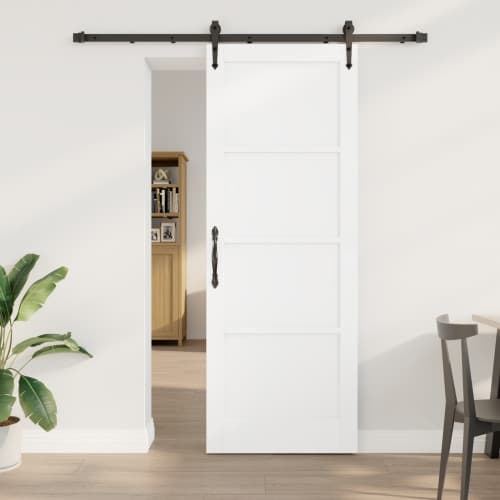 Skjutdörr med Hårdvarusats Vit 78x211 cm Massivt Trä Furu, vidaXL Inredningsdörr