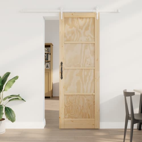 Skjutdörr med Utrustning Set 73.5x211 cm Massivt Trä Furu, vidaXL Inredningsdörr 'ORKDAL'73.5x211x4 cm Massivt Trä Furu