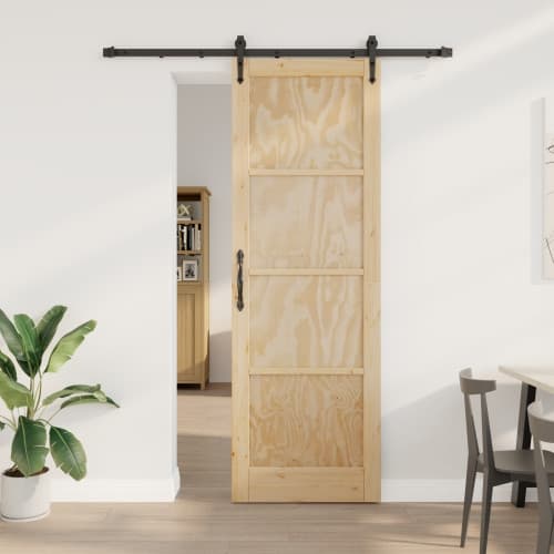 Skjutdörr med Hårdvaruset 78x232 cm Massiv Trä Furu