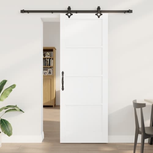 Skjutdörr med hårdvaruuppsättning Vit 78x211 cm Massivt furuträ, vidaXL Inredningsdörr 'ORKDAL'Vit 78x211x4 cm Massivt furuträ