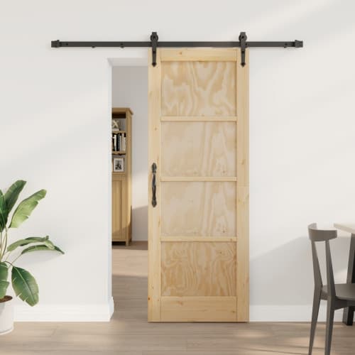 skjutdörr med skjutdörrset 73.5x198.5 cm massivt trä tall