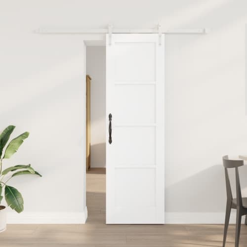 Skjutdörr med Beslagssats Vit 61x198.5 cm Solid Furu