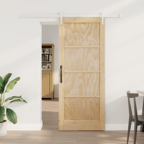 Skjutdörr med Hårdvarusats 83x202 cm Massivt Tallträ, vidaXL Inredningsdörr 'ORKDAL'83x202x4 cm Massivt Tallträ