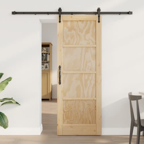 Skjutdörr med Hårdvarusats 73.5x198.5 cm Massivt Furu