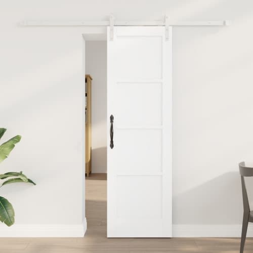 Skjutdörr med vit hårdvara 61x198.5 cm Massivt trä