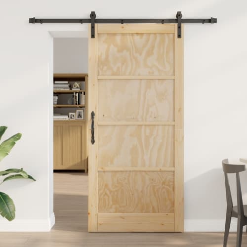 skjutdörr med tillbehör 93x202 cm Massivt tallträ