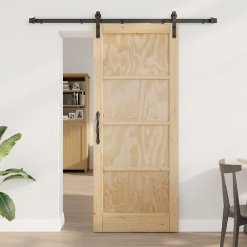 Skjutdörr med Tillbehörsset 83x202 cm Massivt Trä Furu, vidaXL Inredningsdörr "ORKDAL" 83x202x4 cm Massivt Trä Furu