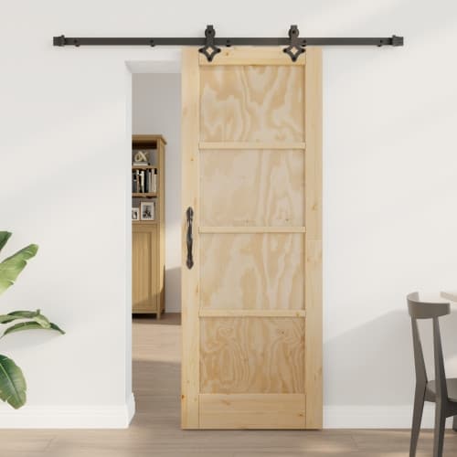 Skjutdörr med Montering Set 73.5x198.5 cm Massivt Trä Furu