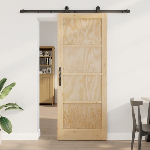 Skjutdörr med Hårdvarusats 83x211 cm Massiv trä Furu, vidaXL Inredningsdörr 'ORKDAL'83x211x4 cm Massiv trä Furu
