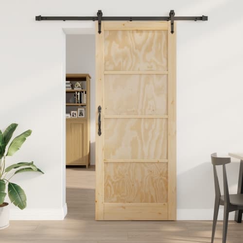 Skjutdörr med Beslagssats 86x211 cm Massiv Furuträ