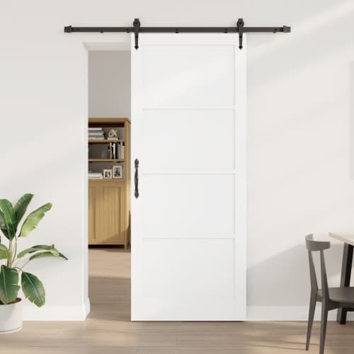 Skjutdörr med Kit Vit 93x232 cm Massiv Furuträ