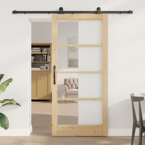 Skjutdörr med Tillbehörsset 'ORKDAL'Massiv Trä & Glas