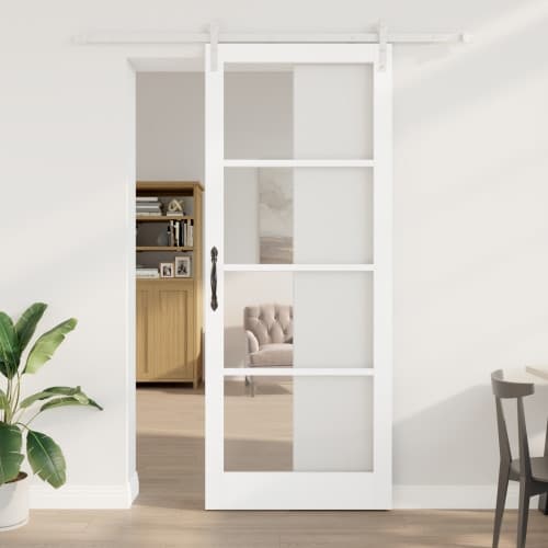 skjutdörr med hårdvaruset 'ORKDAL'Vit massivt trä & glas, vidaXL innerdörr med glas 'ORKDAL'Vit 93x232x4 cm