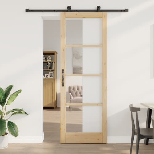 Skjutdörr med hårdvarusats 'ORKDAL'Massivt trä och glas