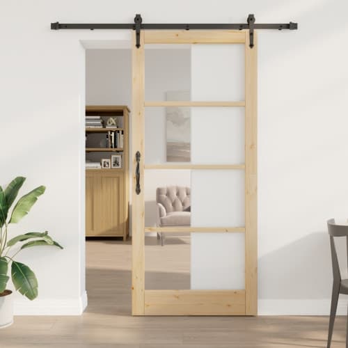 Skjutdörr med hårdvarusats 93x211 cm Massiv Furu