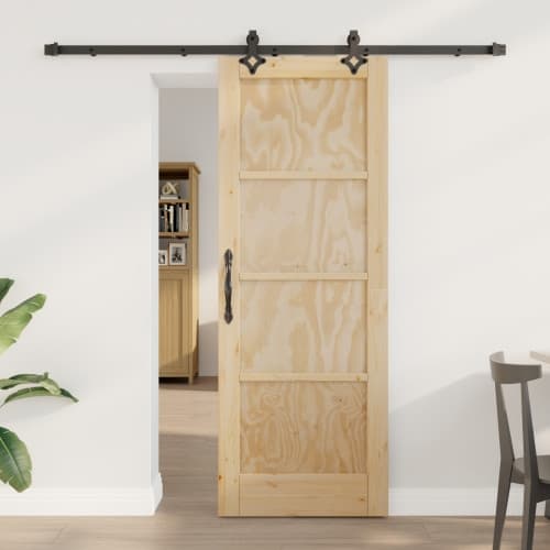 skjutdörr med hårdvaruset 73.5x198.5 cm Solid Trä Furu