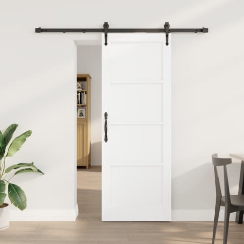 Skjutdörr med hårdvarusats Vit 73.5x198.5 cm Massivt trä furu