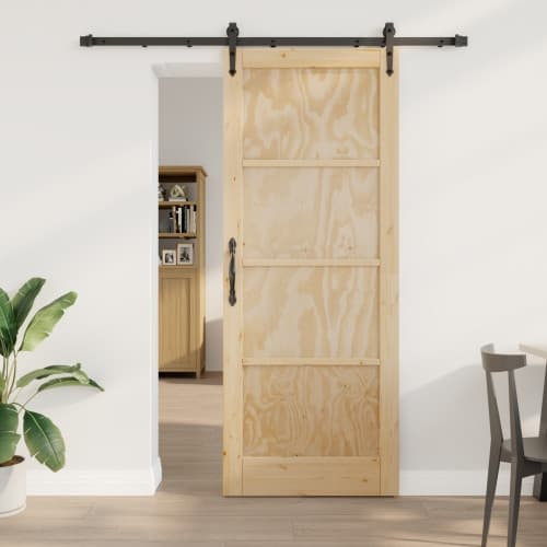 Skjutdörr med hårdvaruset 83x211 cm Massivt Trä Furu, vidaXL Inredningsdörr 'ORKDAL'83x211x4 cm Massivt Trä Furu
