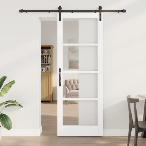 Skjutdörr med beslagset 'ORKDAL'Vit massivt trä & glas