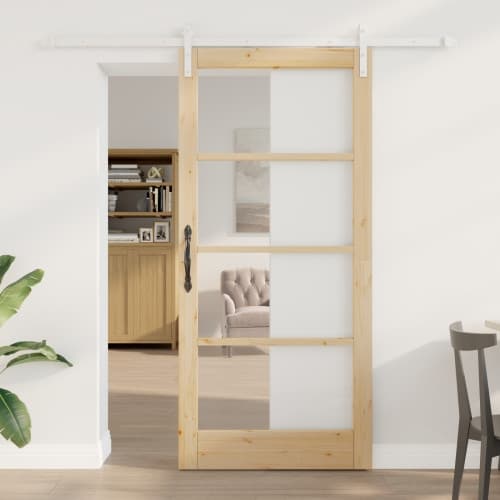 Skjutdörr med Hårdvaruset 'ORKDAL'Massiv Trä & Glas, vidaXL Inredningsdörr med Glas 'ORKDAL'93x202x4 cm Massiv Tall