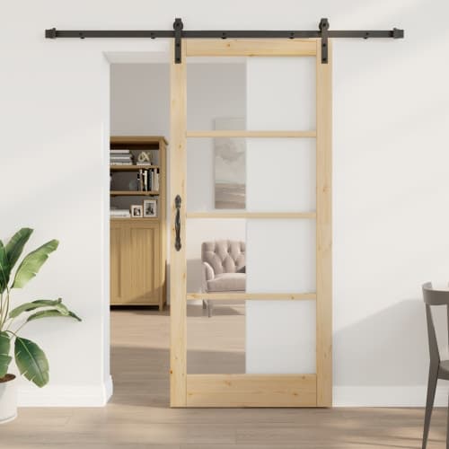 Skjutdörr med Hårdvaruset 'ORKDAL'Massivt Trä & Glas