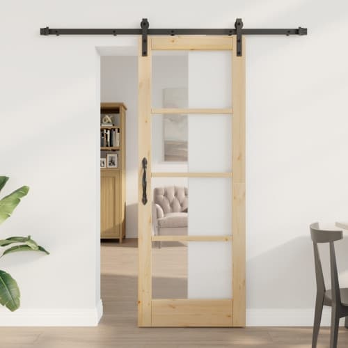 Skjutdörr med Uppsättning 'ORKDAL'Massivt Trä & Glas
