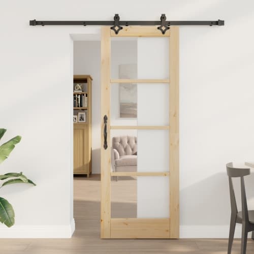 Skjutdörr med hårdvarusats "ORKDAL" Massiv trä & Glas