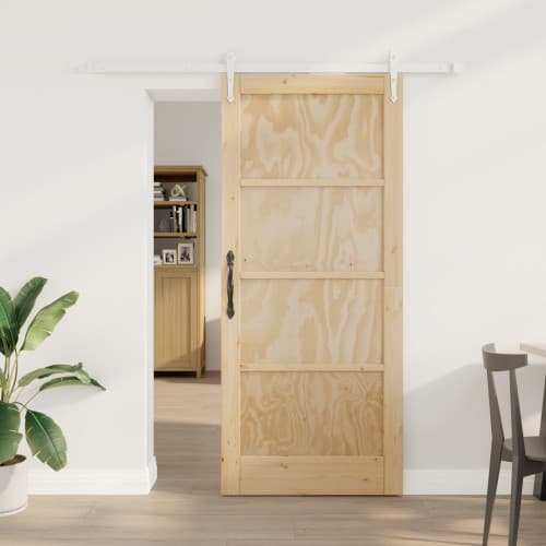 Skjutdörr med beslagset 86x198,5 cm Massivt trä Tall