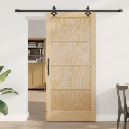 skjutdörr med beslagset 93x202 cm Solid trä furu