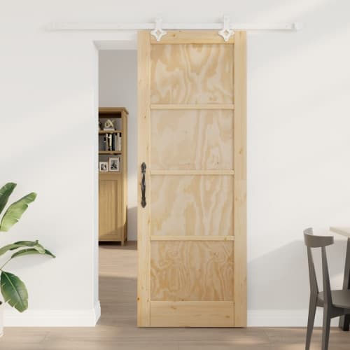 skjutdör med hårdvarusats 78x211 cm massiv trä furu