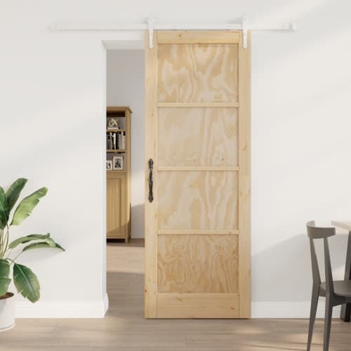 Skjutdörr med hårdvarusats 78x211 cm Massiv trädfuru