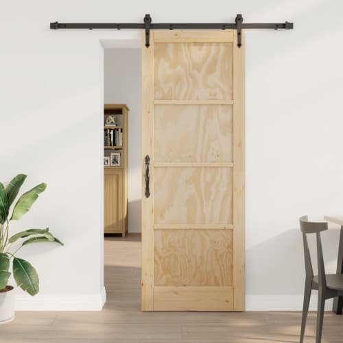 Skjutdörr med skjutdörrstillbehör 78x211 cm Massivt träfuru