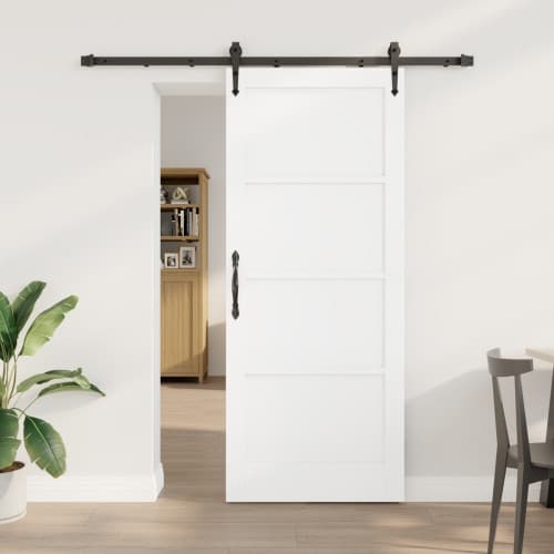Skjutdörr med Hårdvaruset Vit 83x202 cm Massivt Furu, vidaXL Inredningsdörr 'ORKDAL'Vit 83x202x4 cm Massivt Furu