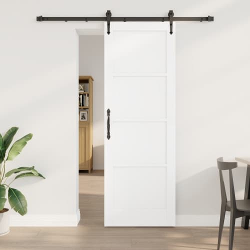 Skjutdörr med Utrustningsset Vit 73,5x211 cm Massiv Furu