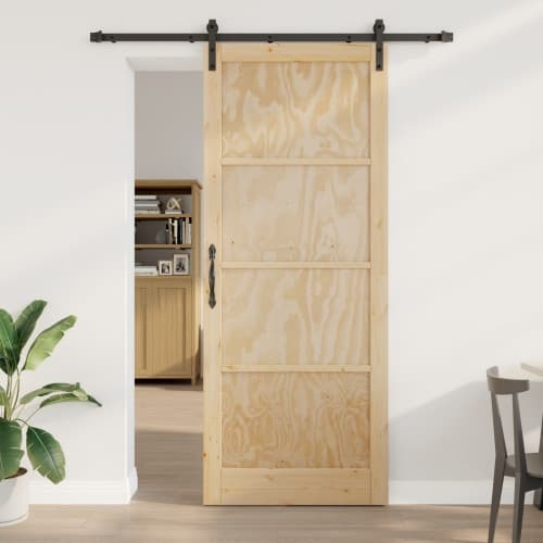 Skjutdörr med Monteringsset 93x232 cm Massivt trä Furu