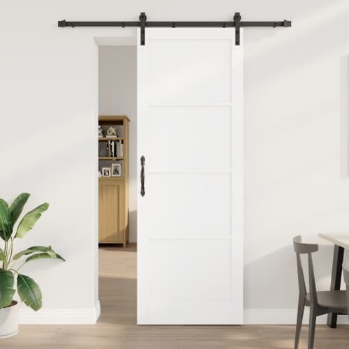 Skjutdörr med Tillbehör Vit 83x232 cm Massivt Trä Furu, vidaXL Inredningsdörr 'ORKDAL'Vit 83x232x4 cm Massivt Trä Furu