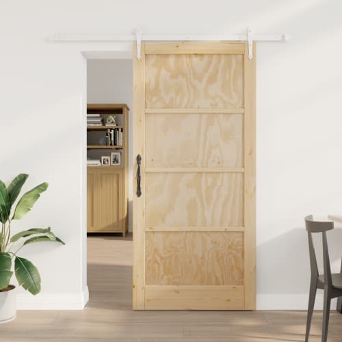 skjutdörr med utrustningsset 93x202 cm Massiv trä tall
