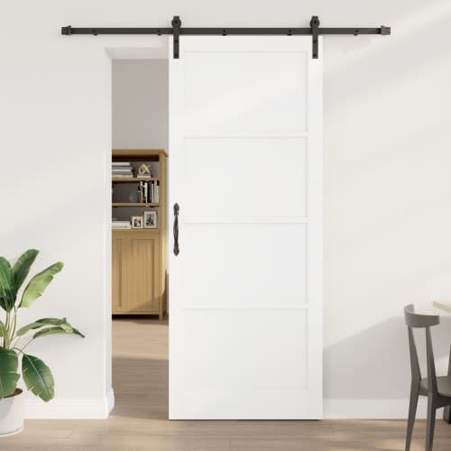skjutdörr med hårdvarusats vit 93x232 cm massivt trä furu, vidaXL inredningsdörr 'ORKDAL'vit 93x232x4 cm massivt trä furu