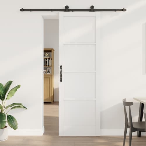 Skjutdörr med Hårdvarusats Vit 78x232 cm Massivt furuträ, vidaXL Inredningsdörr 'ORKDAL'Vit 78x232x4 cm Massivt furuträ