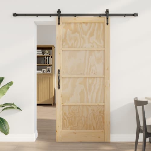 Skjutdörr med Uppsättning 78x202 cm Massivt Trä Furu