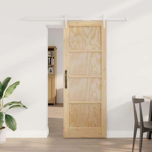 Skjutdörr med Hårdvarusats 73.5x198.5 cm Massivt Tallträ