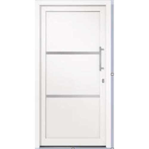 Hemdörrar vit/vit 1.2mm stål - 350mm rostfritt stålhandtag