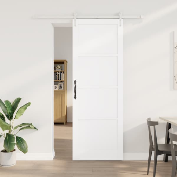 skjutdörr med tillbehörset Vit 83x232 cm Massivt trä