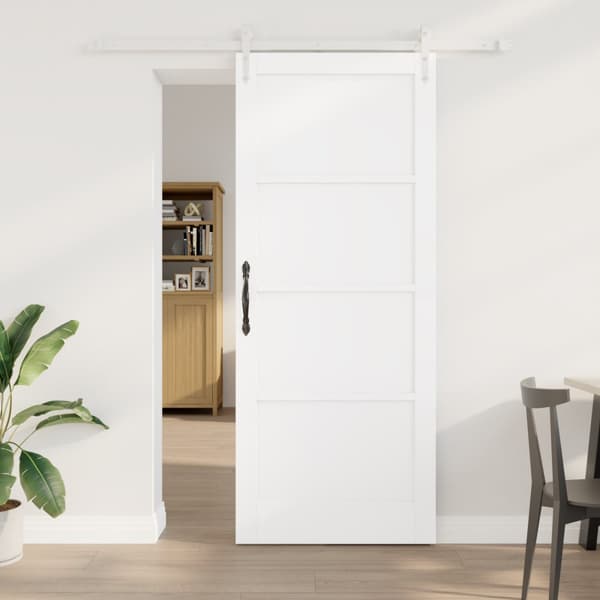 Skjutdörr med skjutbeslag Vit 86x211 cm Solid träfuru