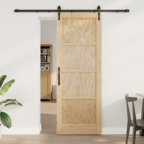 Skjutdörr med Hårdvaruset 78x211 cm Massiv Furu