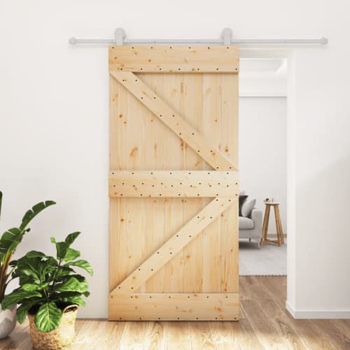 Skjutdörr med beslag 100x210 cm massiv furu