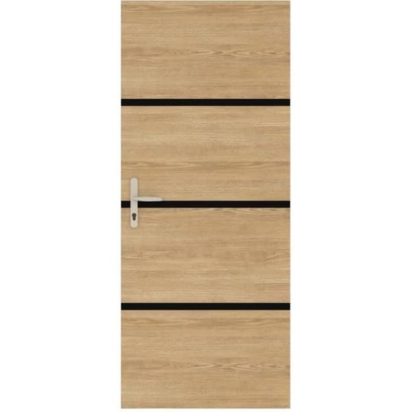 Dørrenoveringssæt - NORDLINGER PRO - 4 ark 85 x 50 cm & 3 sorte profiler 85 x 2 cm - Naturlig eg