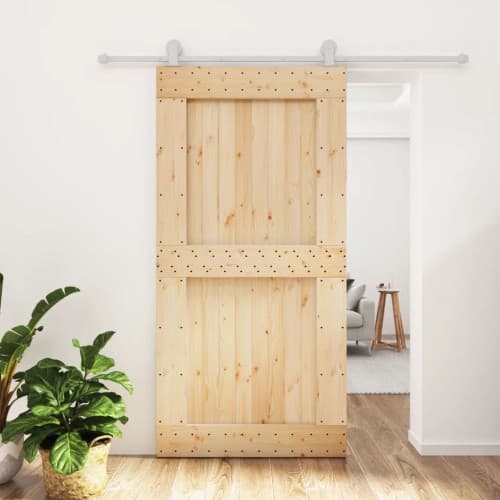 Skjutdörr med beslag 100x210 cm massiv furu